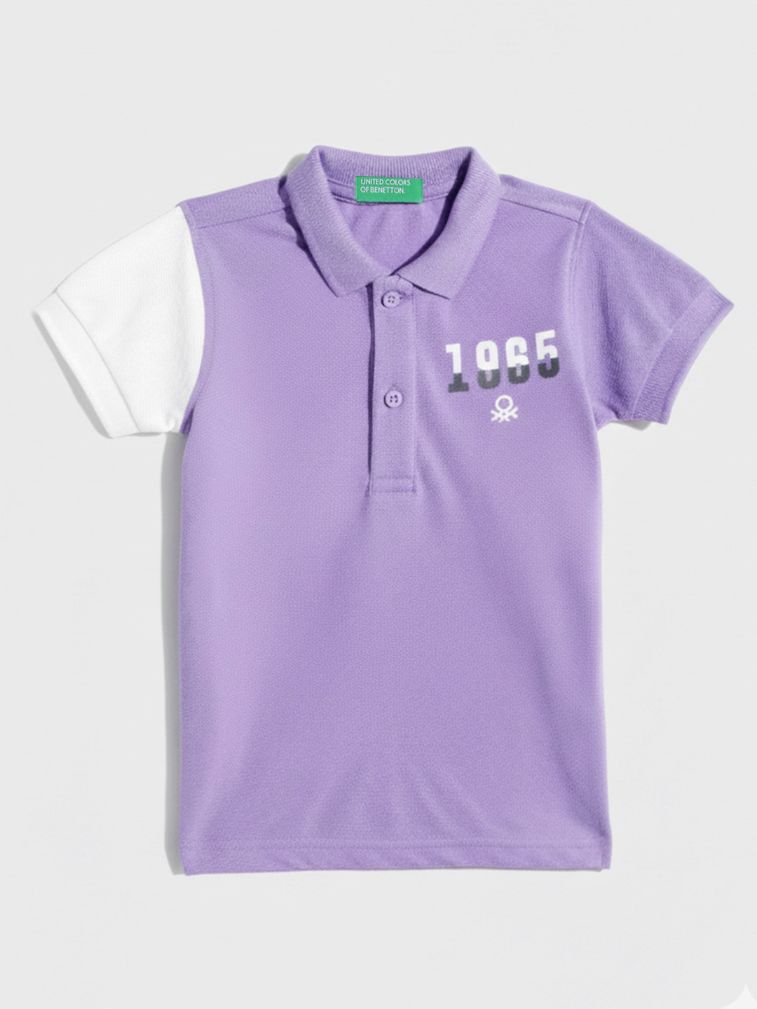 United Colors of Benetton Boys Polo Collar T-shirt with Contrast Sleeve
