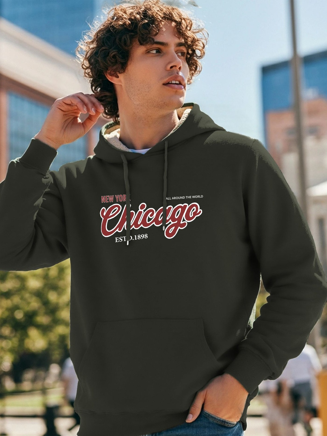 TOGS & TERRE Men Printed Hooded Sweatshirt