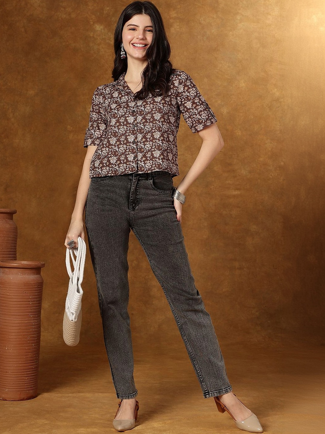 Varun Handicraft Floral Print Cotton Crop Top