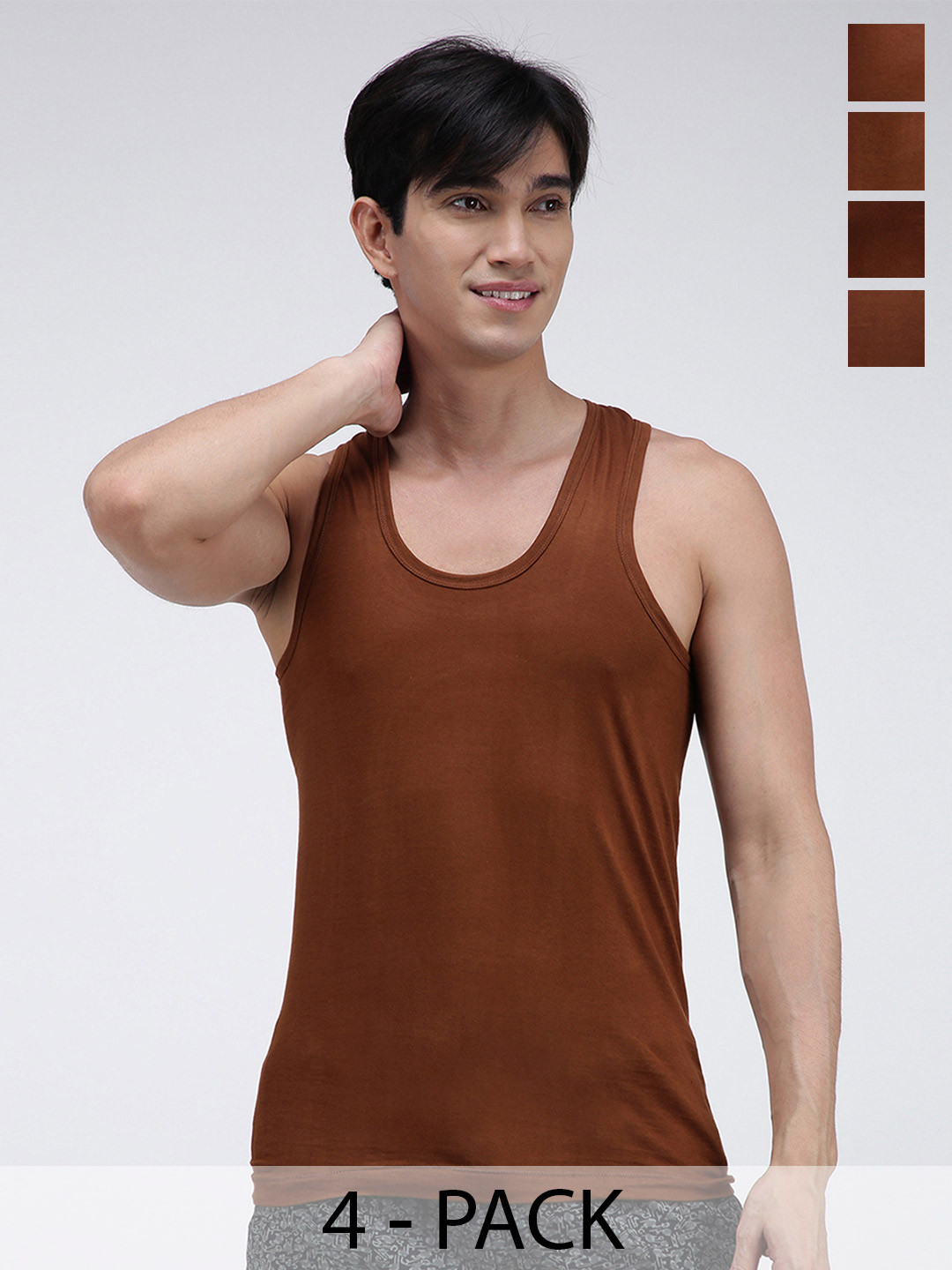 AMUL COMFY Pack Of 4 Cotton Sleeveless Innerwear Vests
