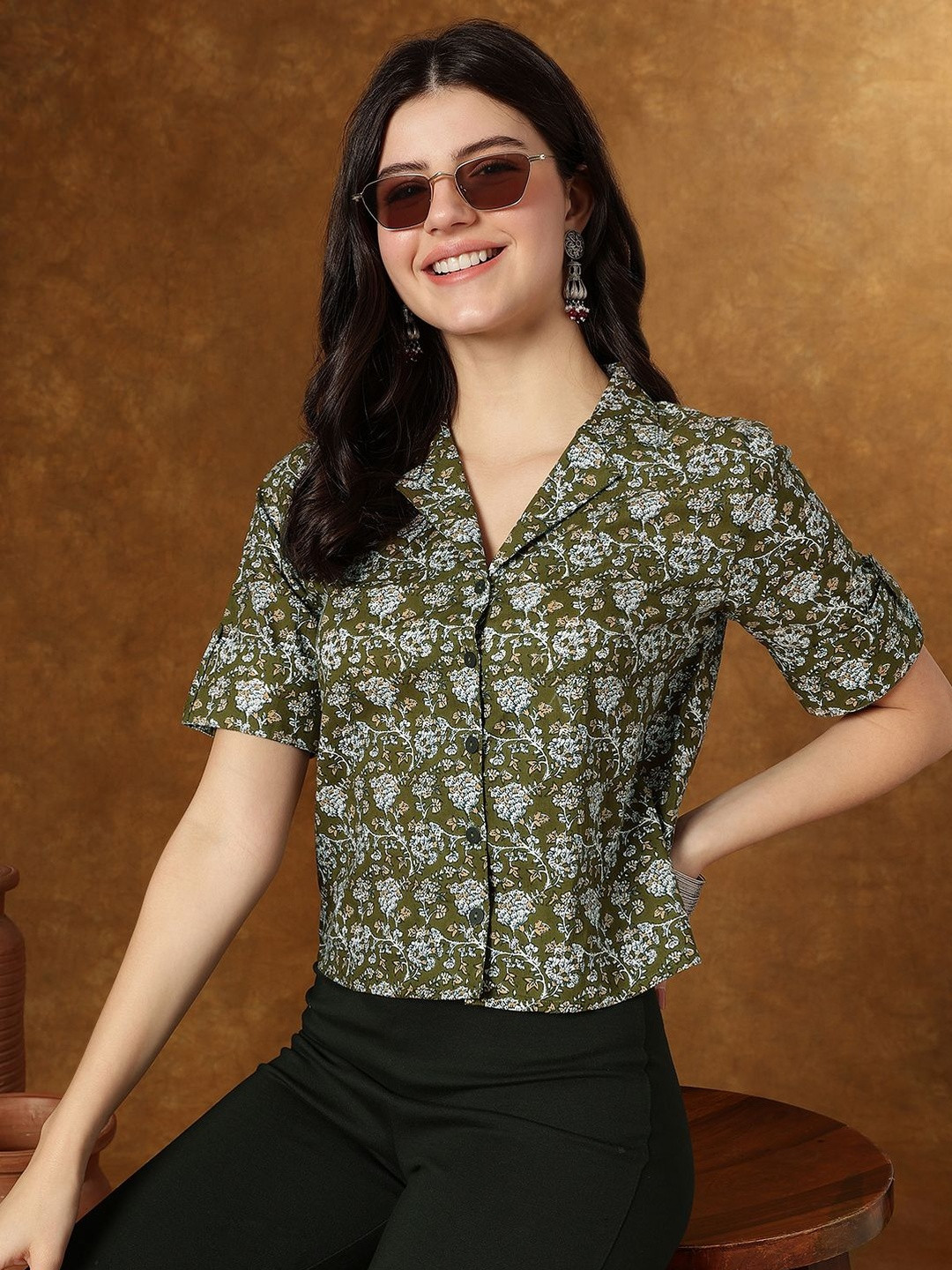 Varun Handicraft Floral Print Cotton Crop Top