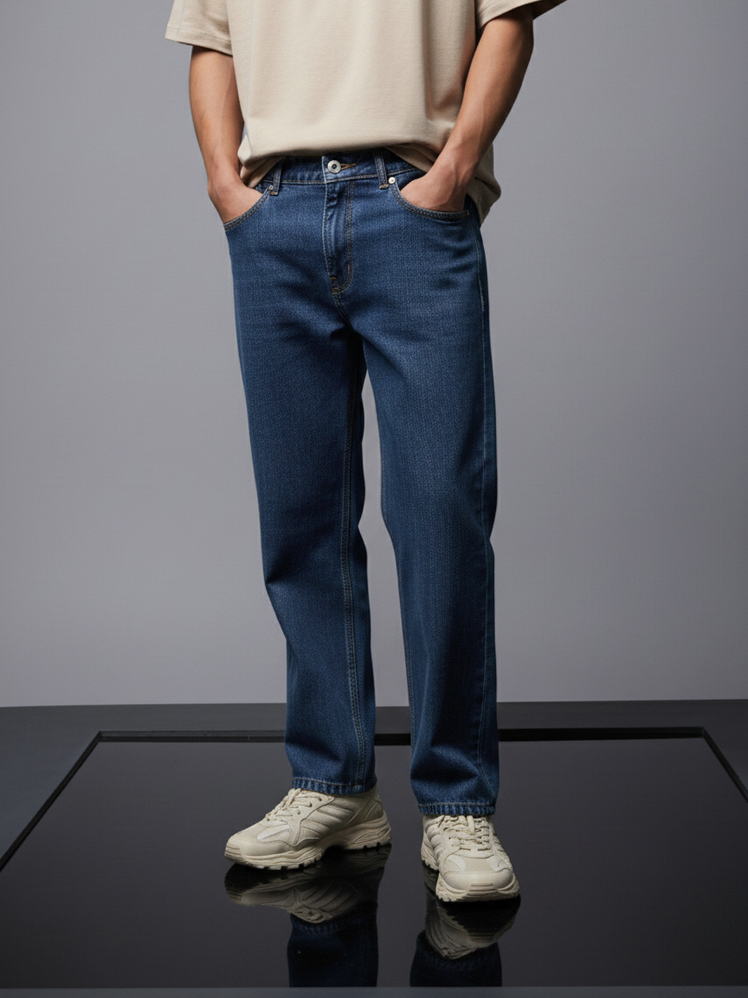 SOKO STREET Men Relaxed Tapered Fit Heavy Fade Pure Cotton Jeans