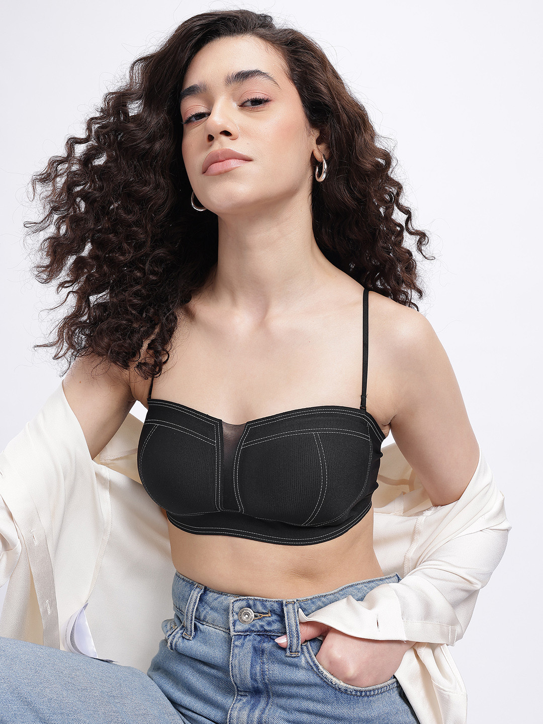 glitchez Medium Coverage Lightly-Padded Non-Wired Cut & Sew Strapless Bandeau Bra