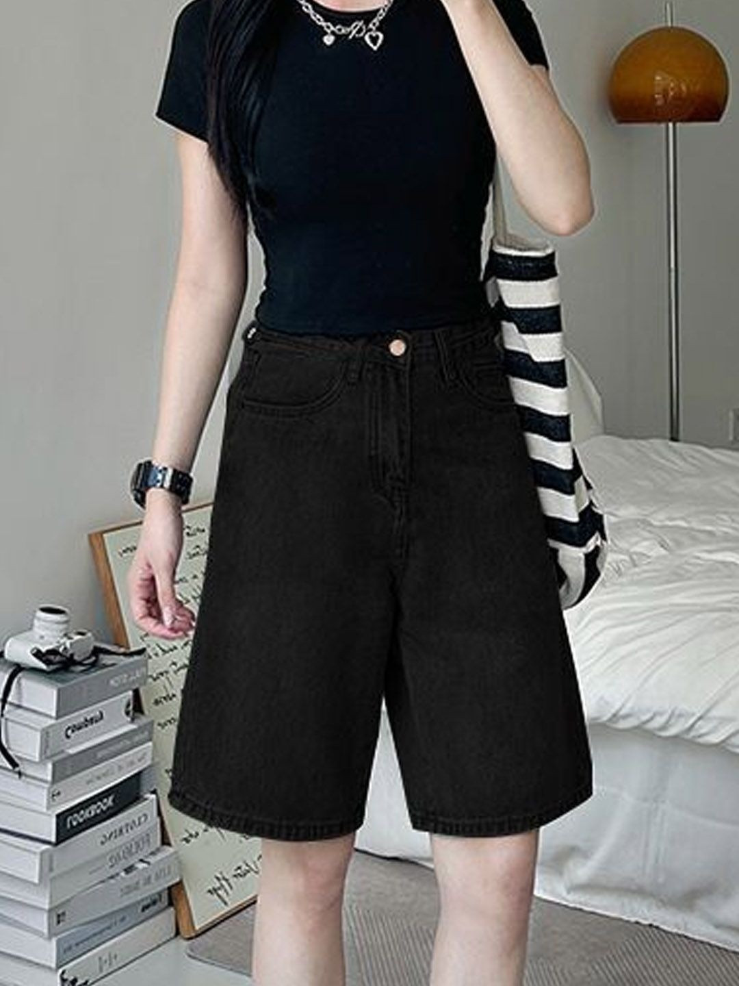 StyleCast Women High-Rise Denim Denim Shorts