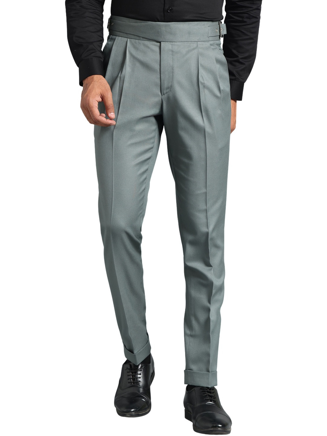 Qlanz Men Wrinkle Free Pleated Trousers
