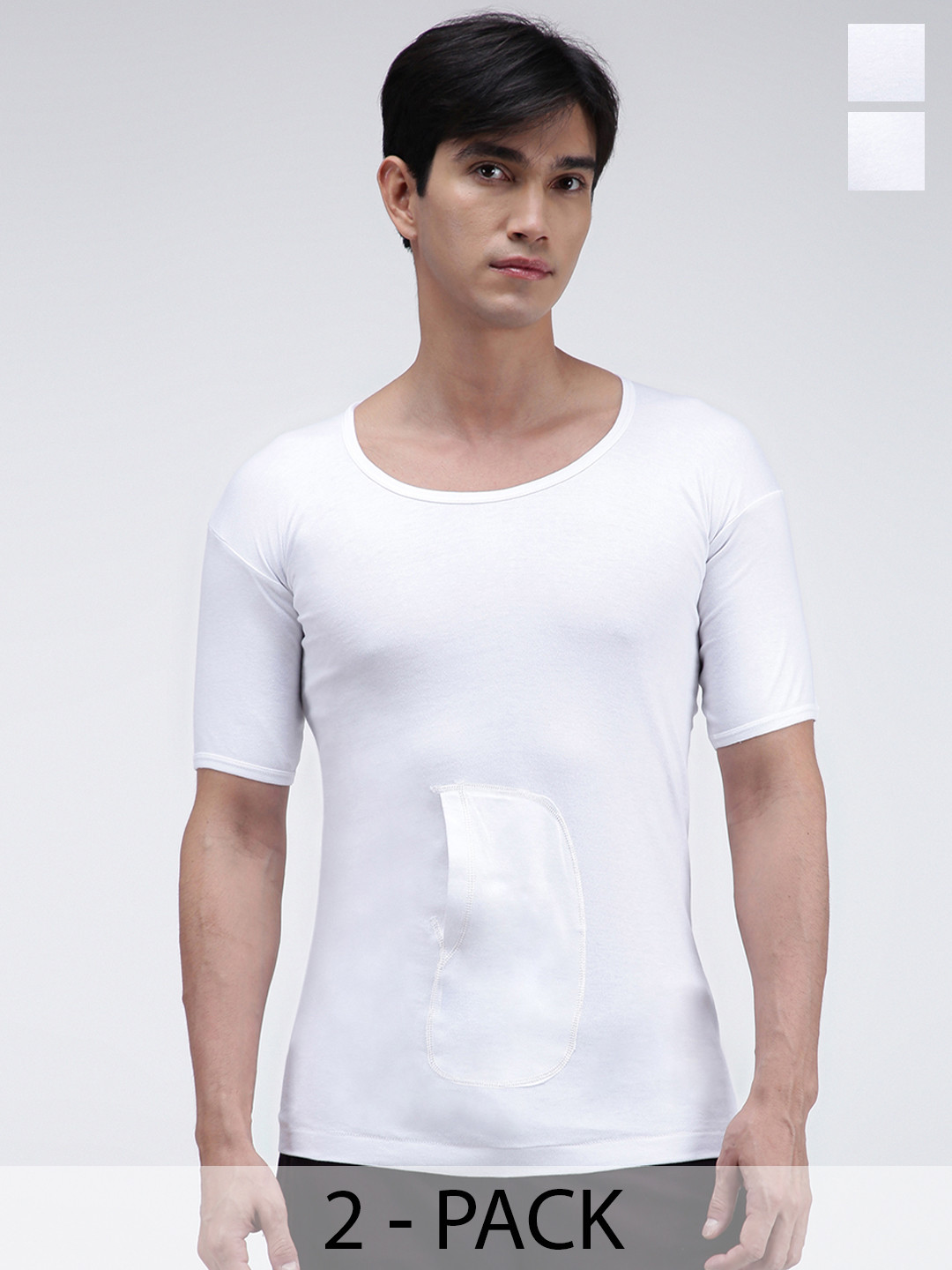 AMUL COMFY Men Pack Of 2 Cotton Round Neck Undershirt Vests