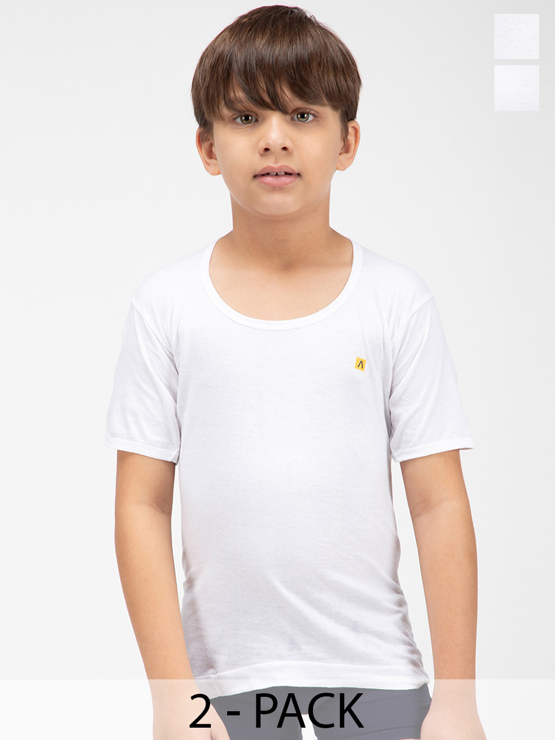 AMUL COMFY Boys Pack Of 2 Cotton Half Sleeve Vest