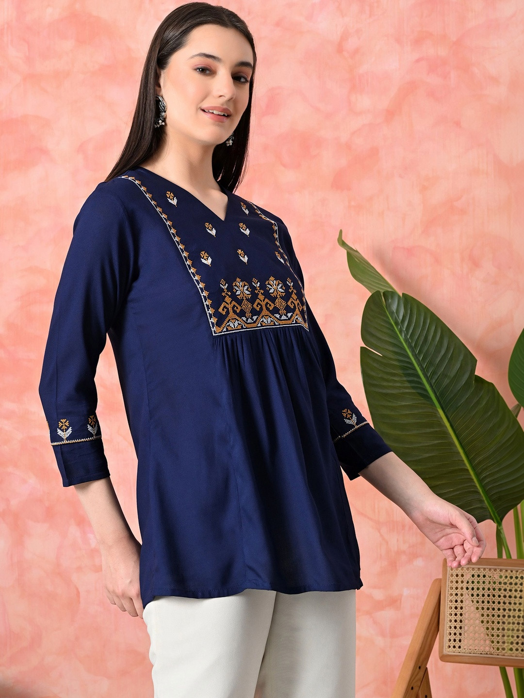 EMICA Embellished Embroidered Ethnic Top