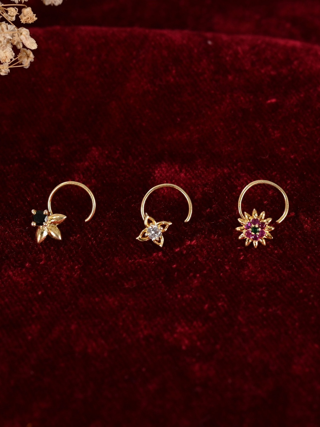 Tanusha Jewels Gold-Plated Zircon Stud Nosepin