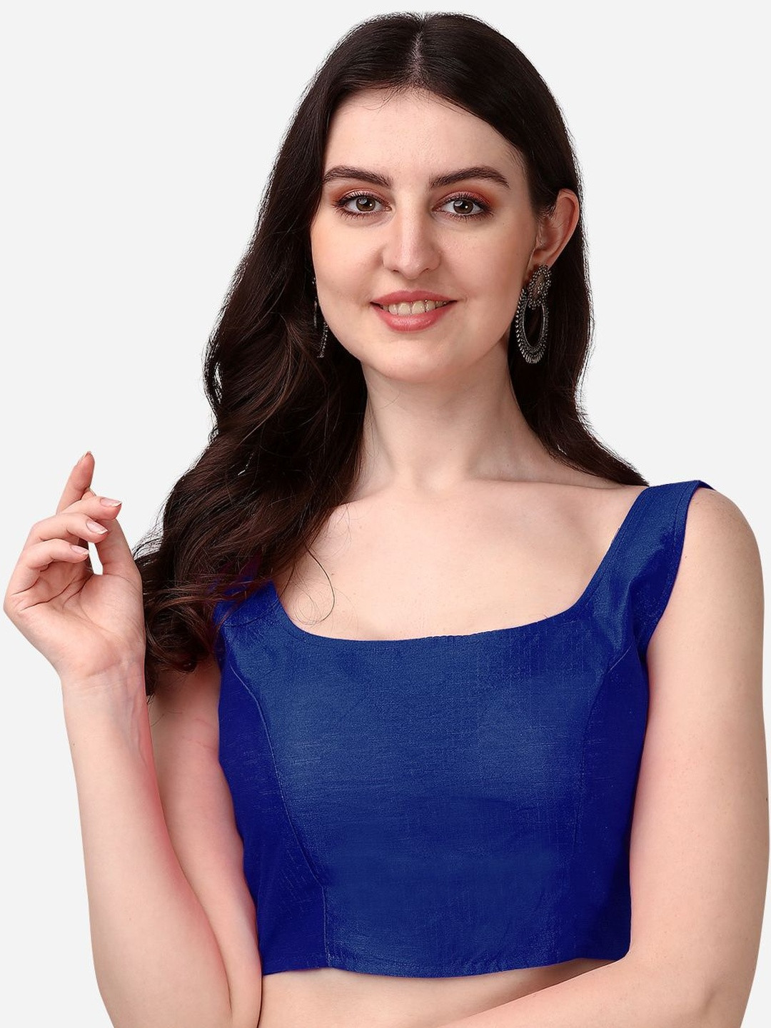 PUJIA MILLS Square Neck Sleeveless Saree Blouse