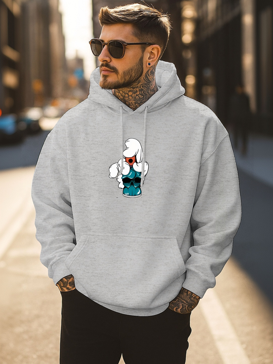 Triptee Men Printed Hooded Sweatshirt