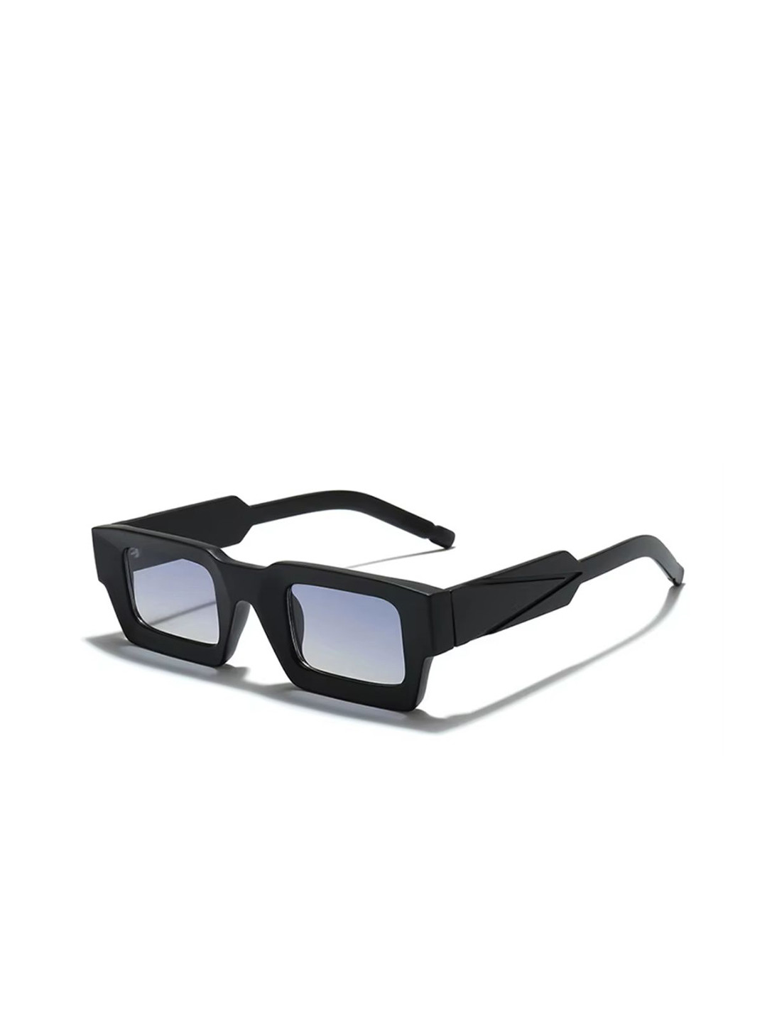 goglassic Unisex Vintage V2 Black Lens & Black Rectangle Sunglasses With UV Protected Lens