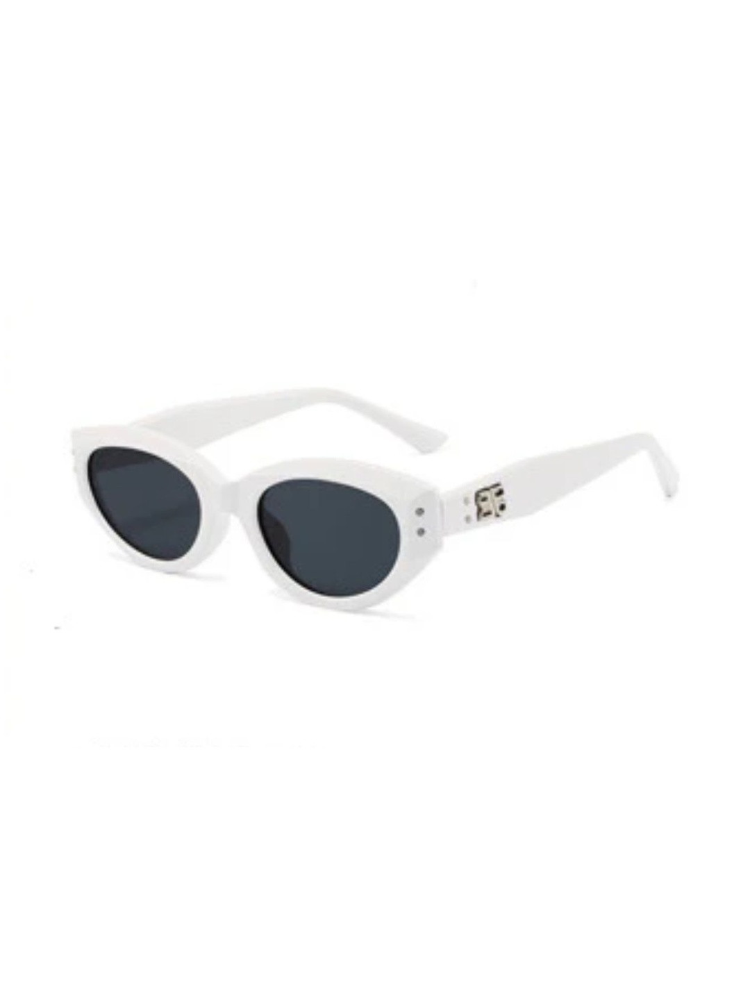 OUDI Women Grey Lens & White Oval Sunglasses with