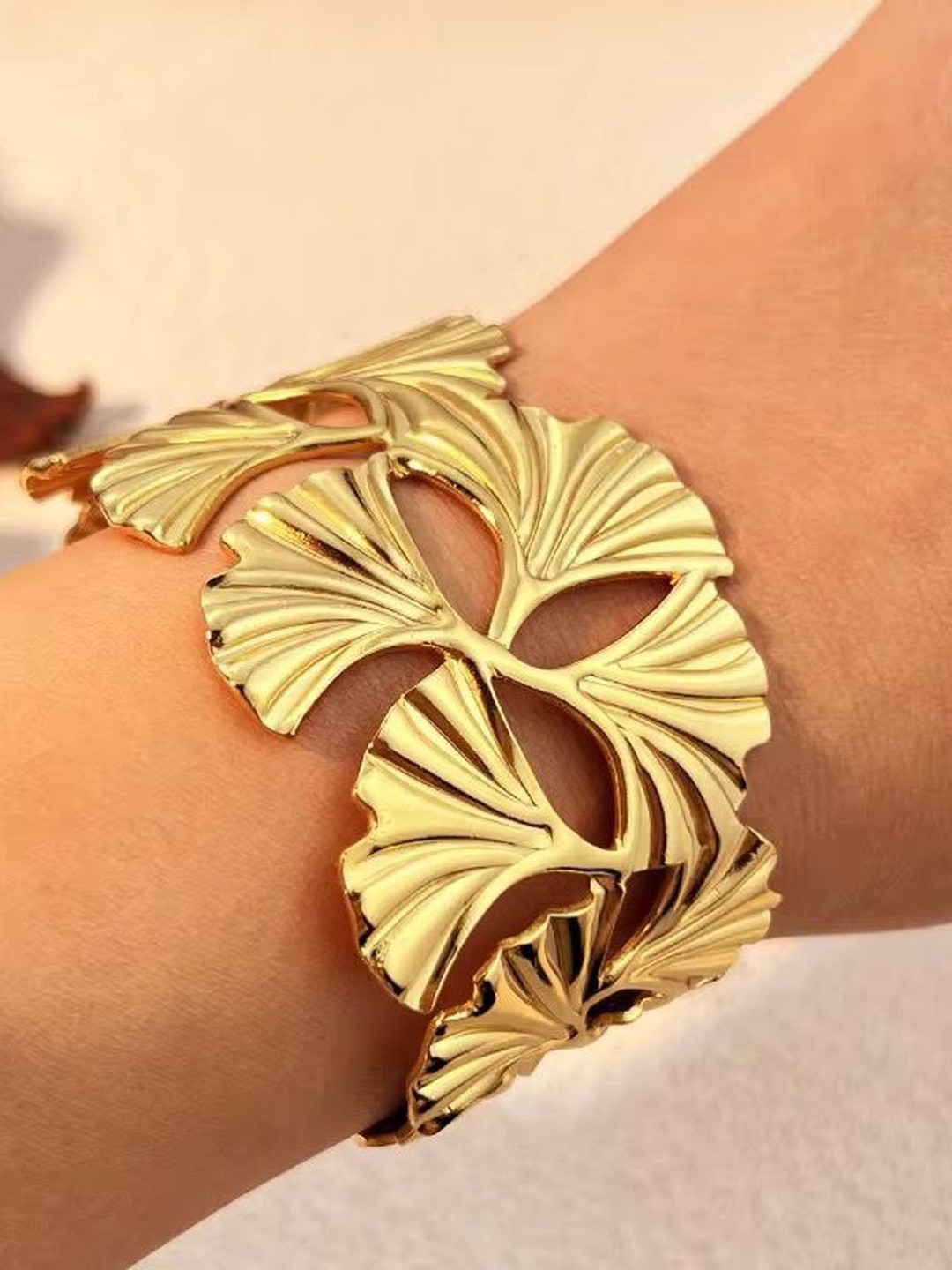 MONKDECOR Women Gold-Plated Cuff Bracelet