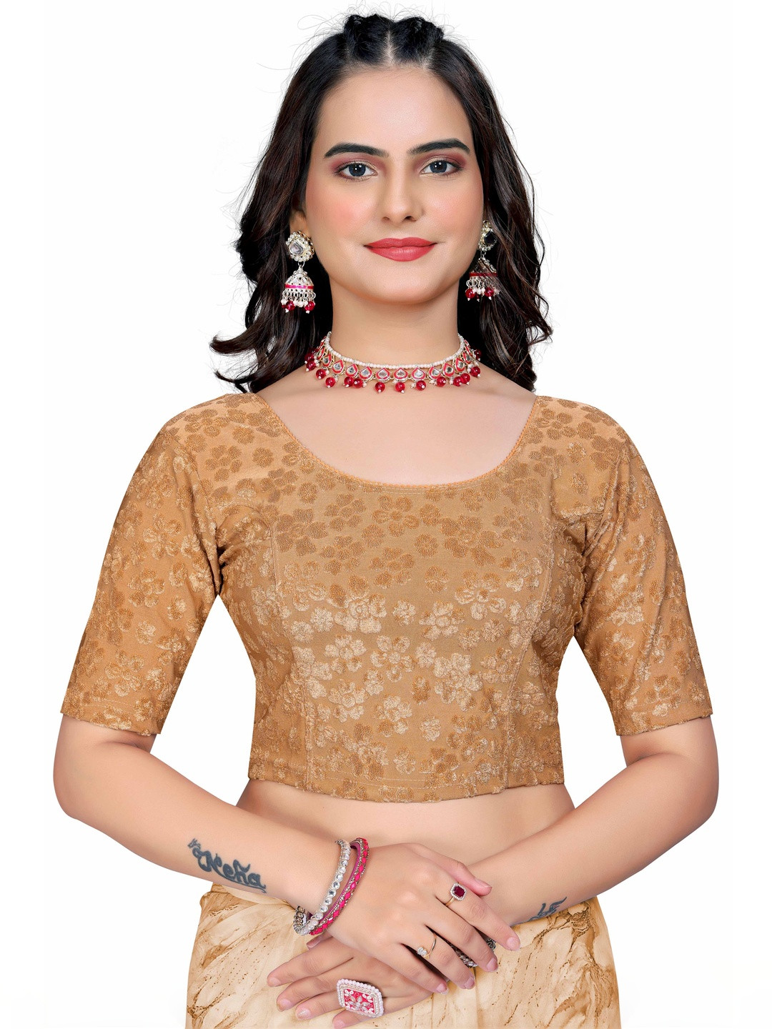 SHREEJI DESIGNER Woven Design Fully Stretchable Saree Blouse