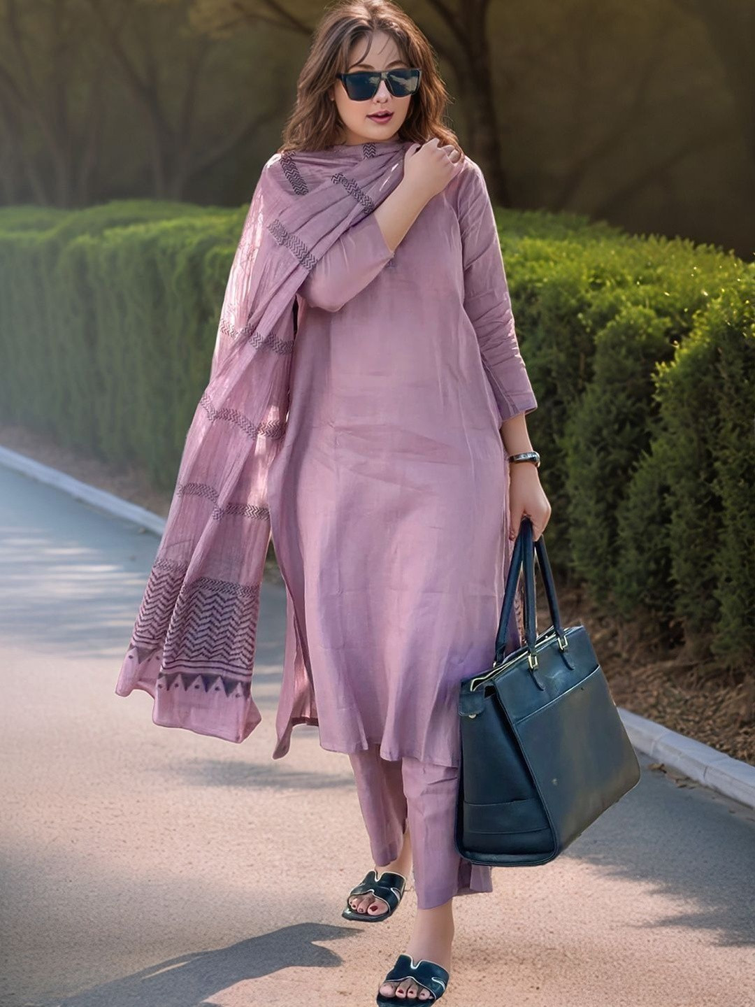 KALINI Women Ethnic Motifs Regular Kurta with Trousers & With Dupatta