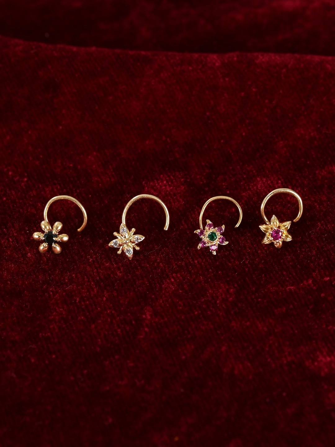 Tanusha Jewels Gold-Plated Zircon Stud Nosepin