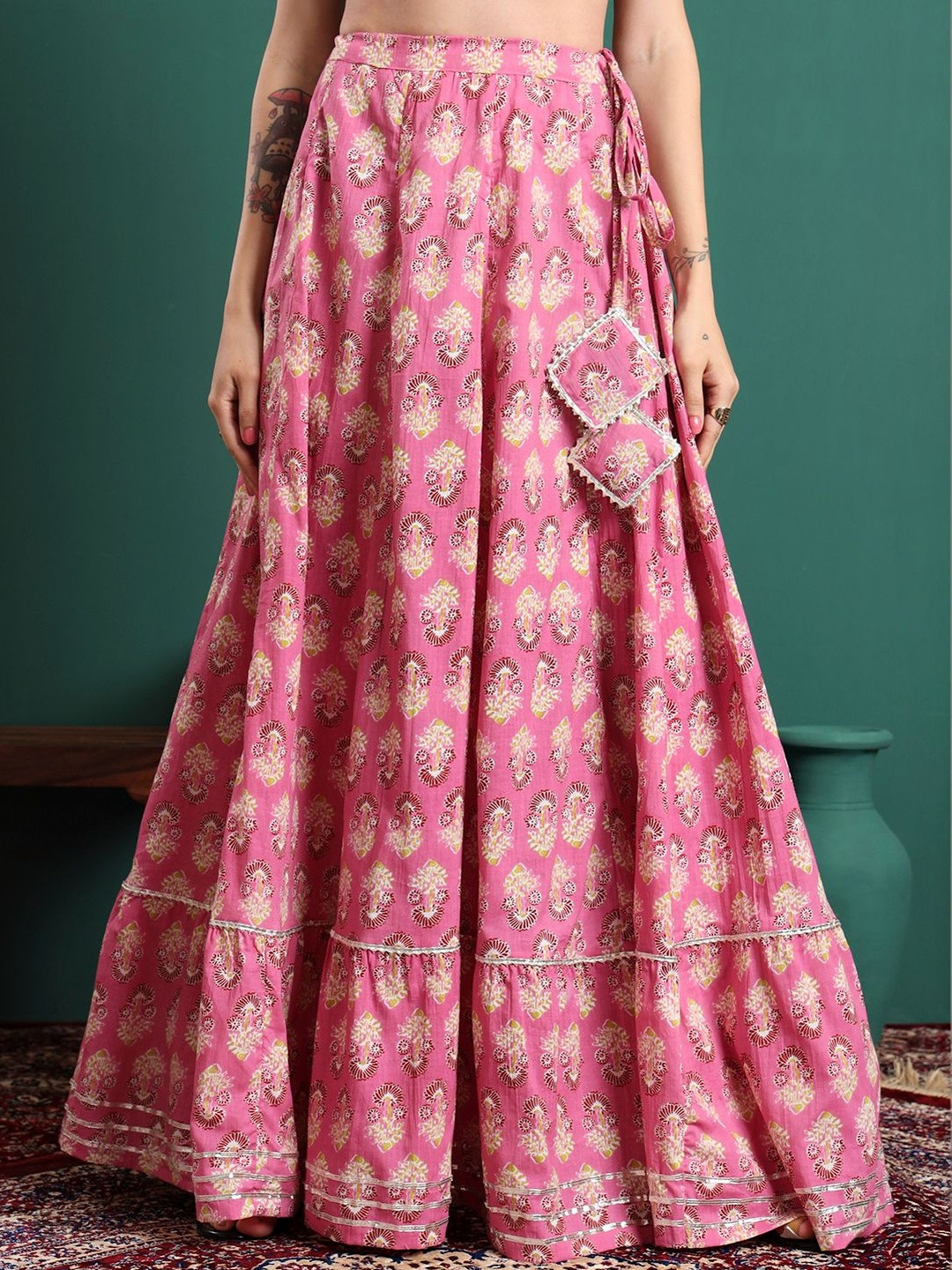 CHARMANT Printed Flared Maxi Skirts