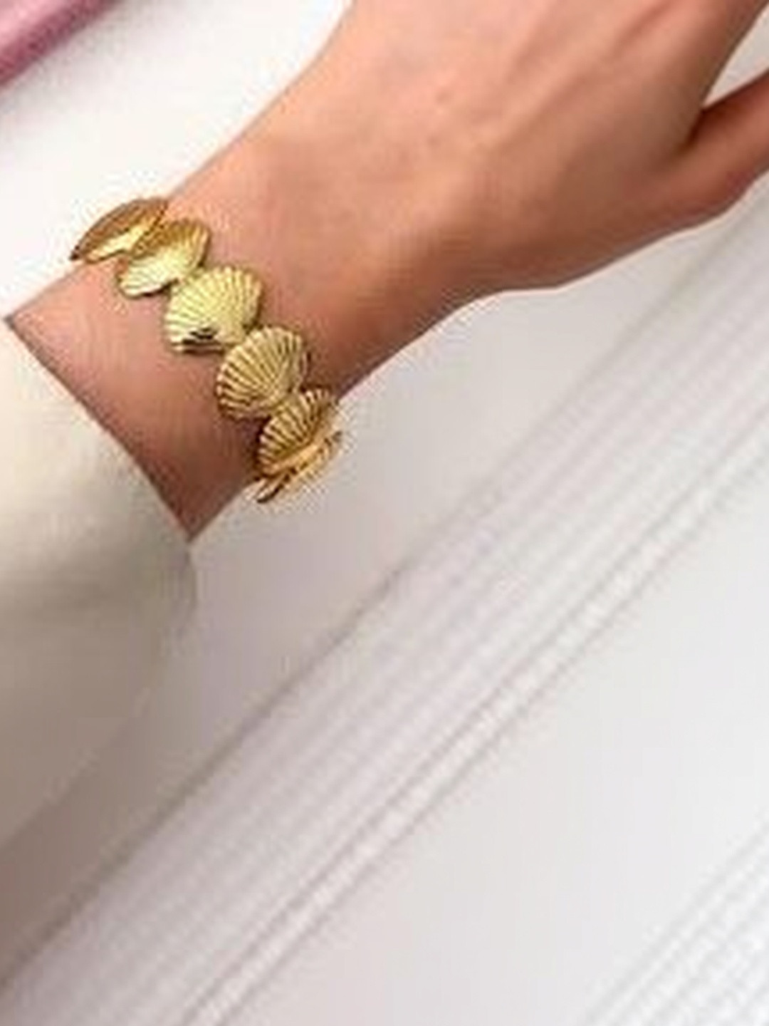 MONKDECOR Women Gold-Plated Cuff Bracelet