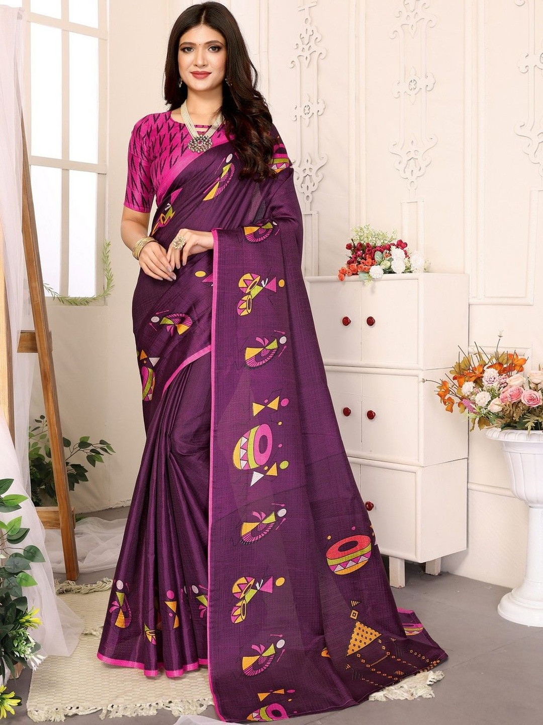 JANOI Art Silk Fusion Saree