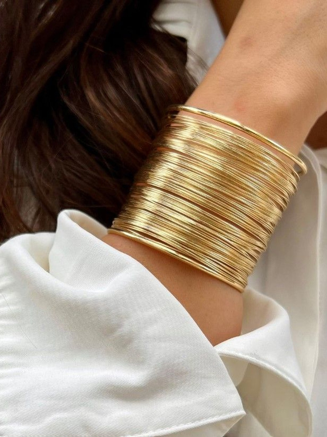 MONKDECOR Women Gold-Plated Cuff Bracelet