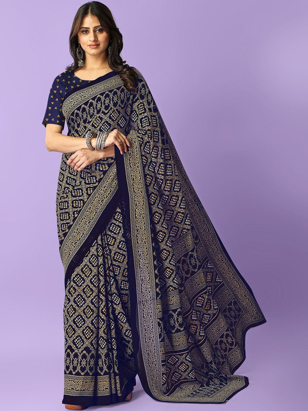 Vibhagyaa Ethnic Motifs Pure Georgette Saree