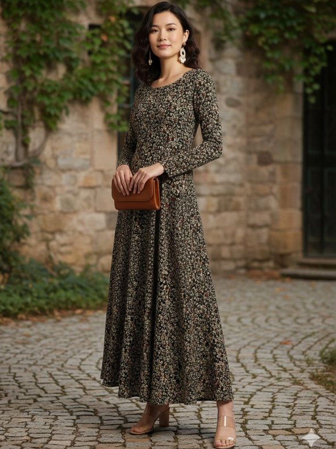 DHAKRE FASHION Floral Print A-Line Maxi Dress