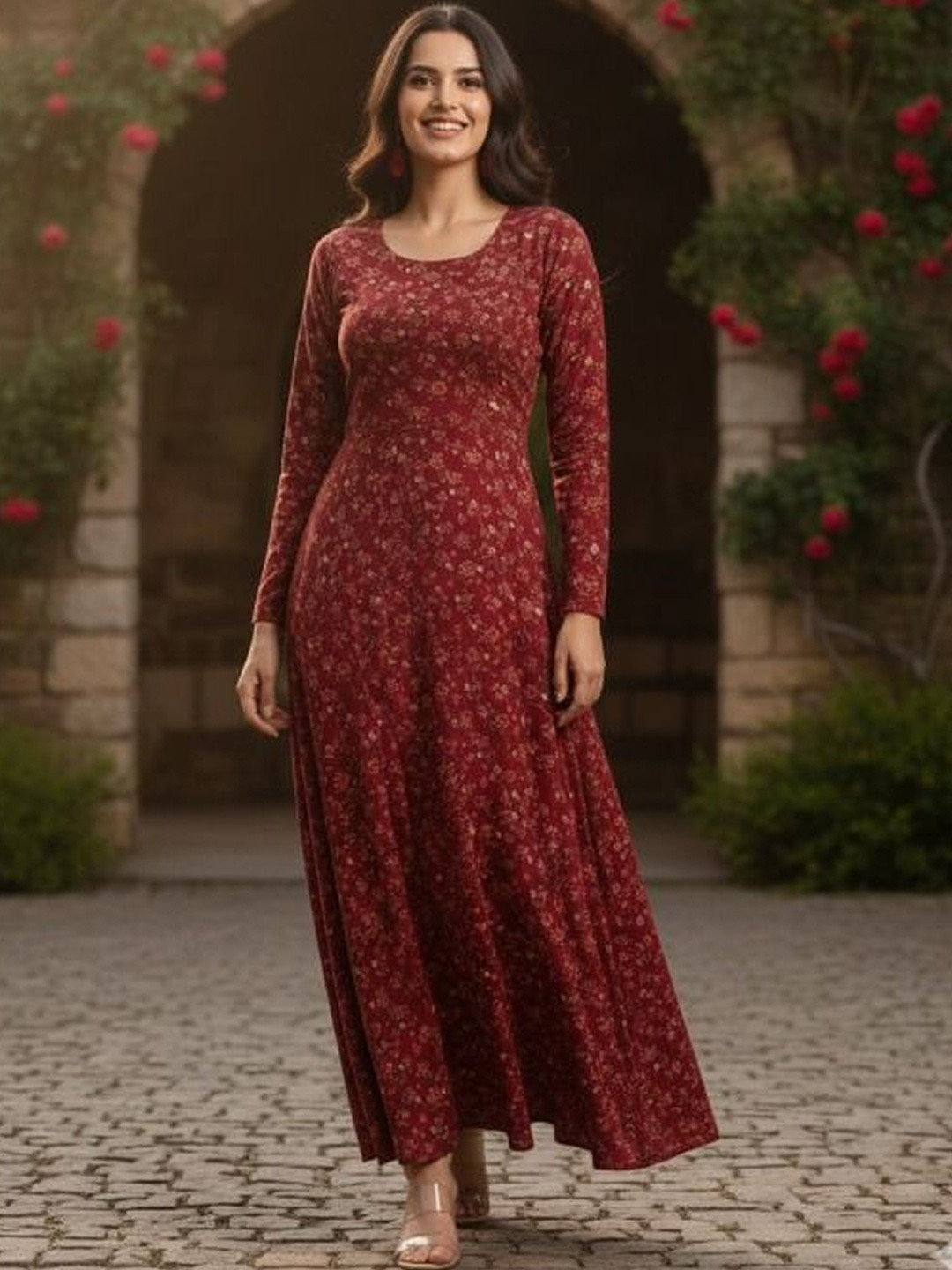 DHAKRE FASHION Floral Print Fit & Flare Maxi Dress