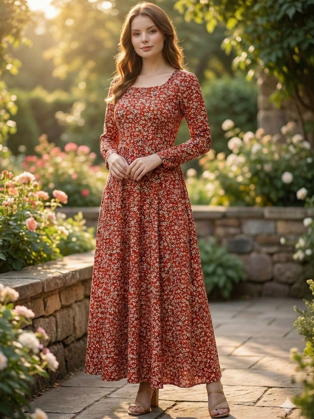 DHAKRE FASHION Floral Print A-Line Maxi Dress