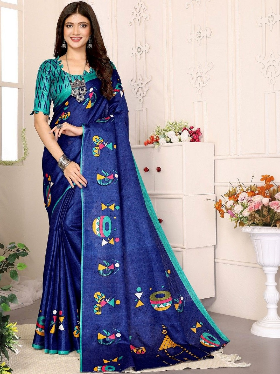 JANOI Ethnic Motifs Art Silk Saree