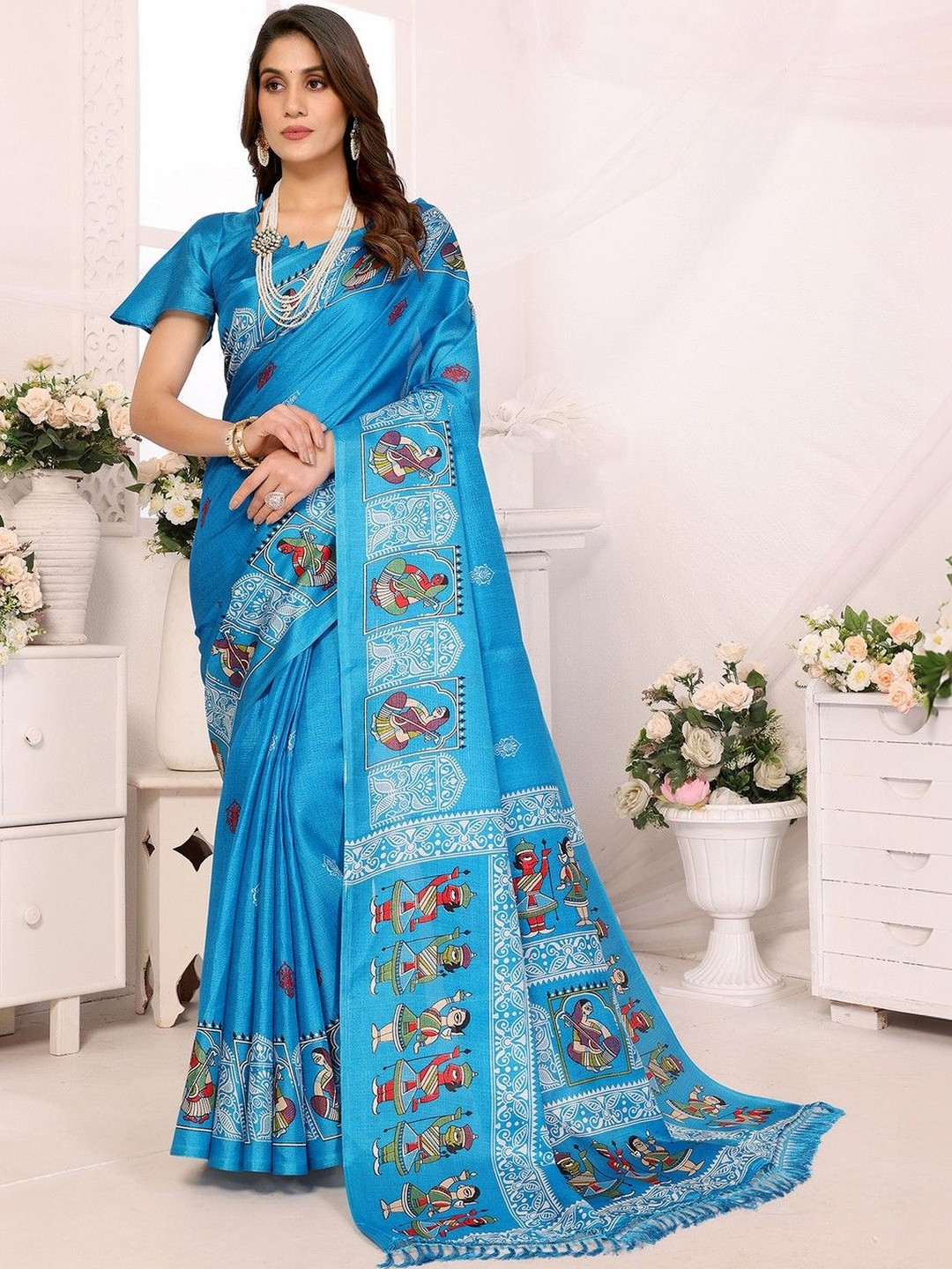 JANOI Ethnic Motifs Art Silk Fusion Saree
