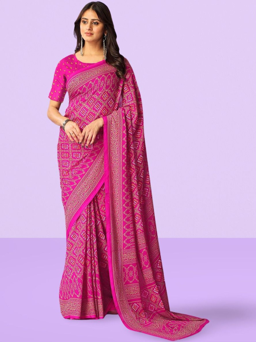 Vibhagyaa Woven Design Zari Pure Georgette Saree
