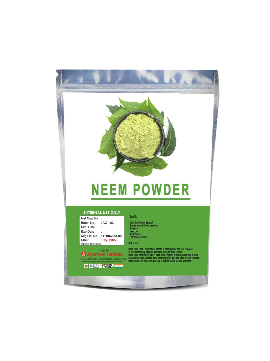 Ayurgen Herbals Neem Powder For Acne - 100 g