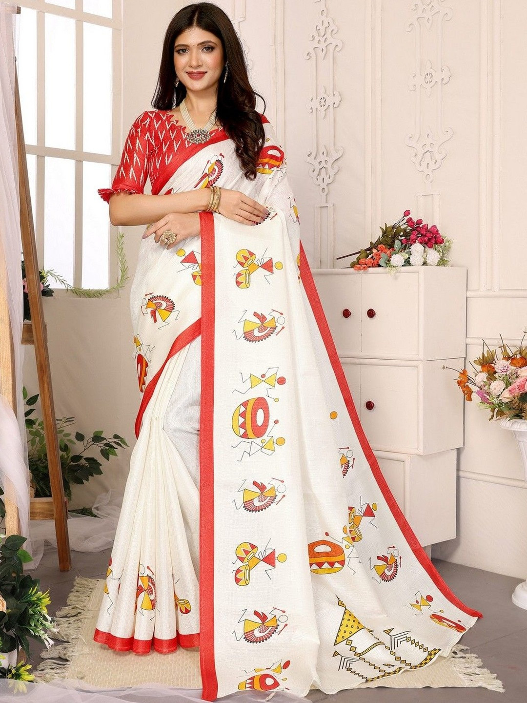 JANOI Ethnic Motifs Art Silk Saree