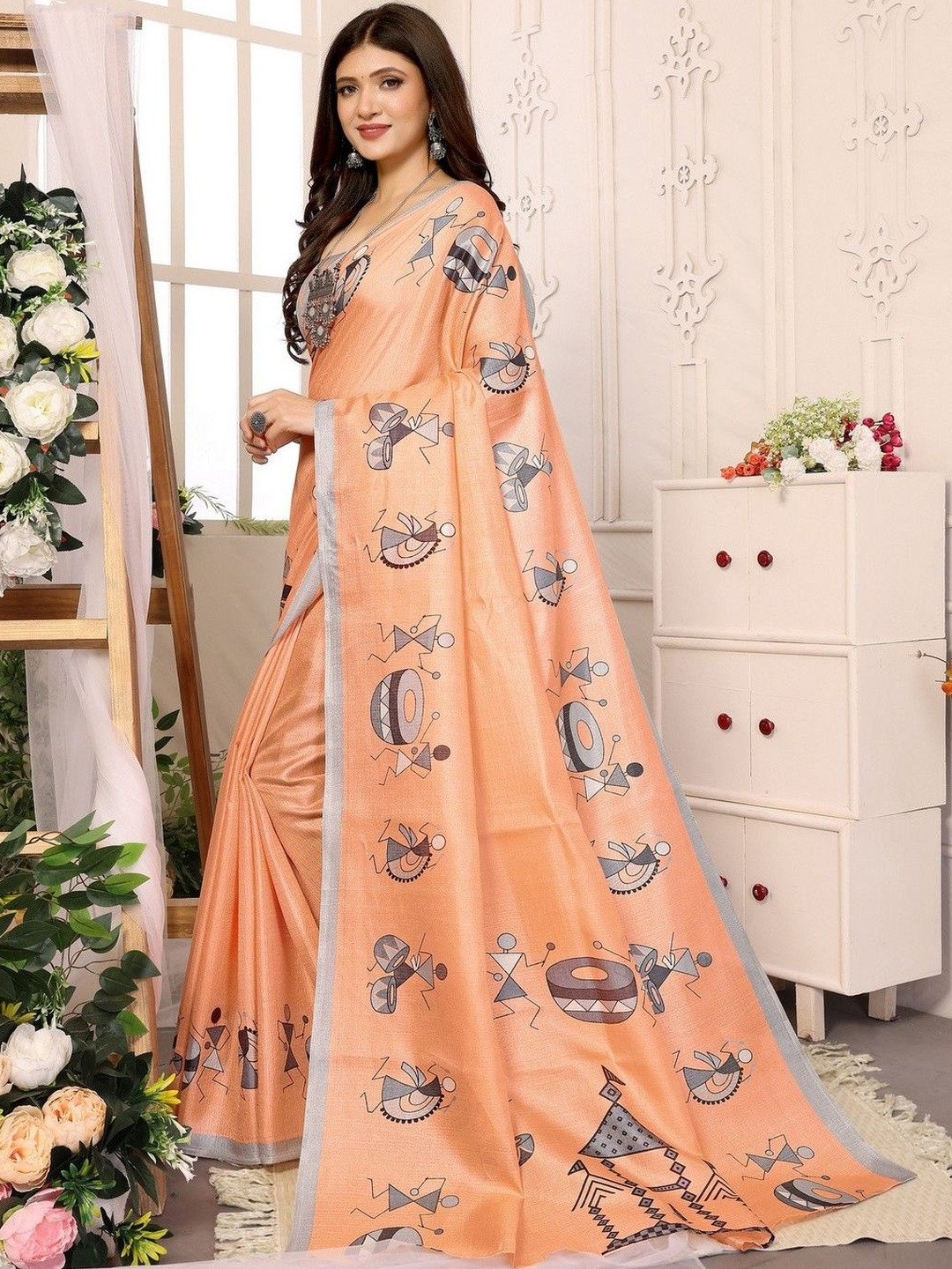 JANOI Ethnic Motifs Art Silk Saree