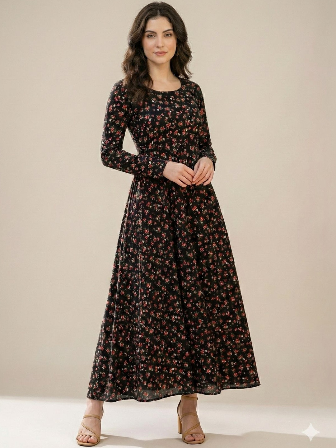 DHAKRE FASHION Floral Print A-Line Maxi Dress