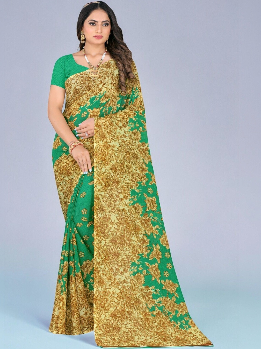 Vibhagyaa Floral Poly Georgette Saree