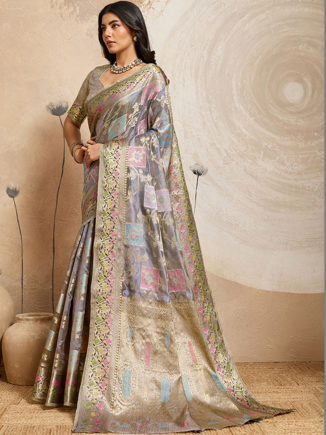 SOHINI NX Ethnic Motifs Zari Organza Banarasi Saree