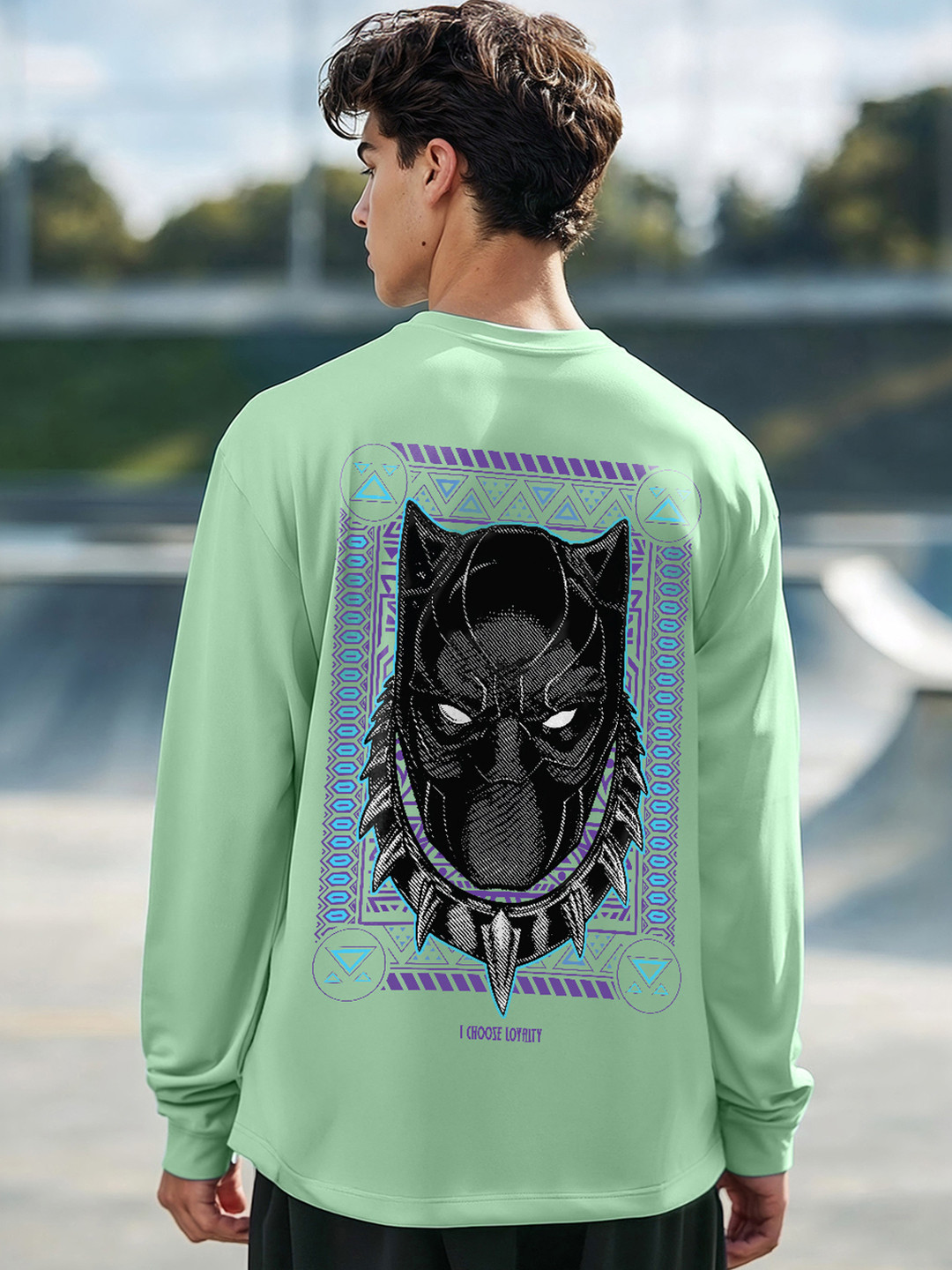 Bewakoof Men Marvel Merchandise King Panther Graphic Printed Oversized Pure Cotton T-shirt