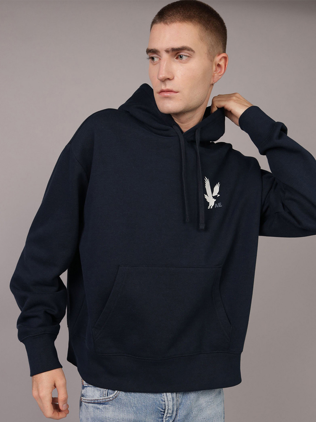 AMERICAN EAGLE OUTFITTERS Men Logo Printed Hooded Sweatshirt