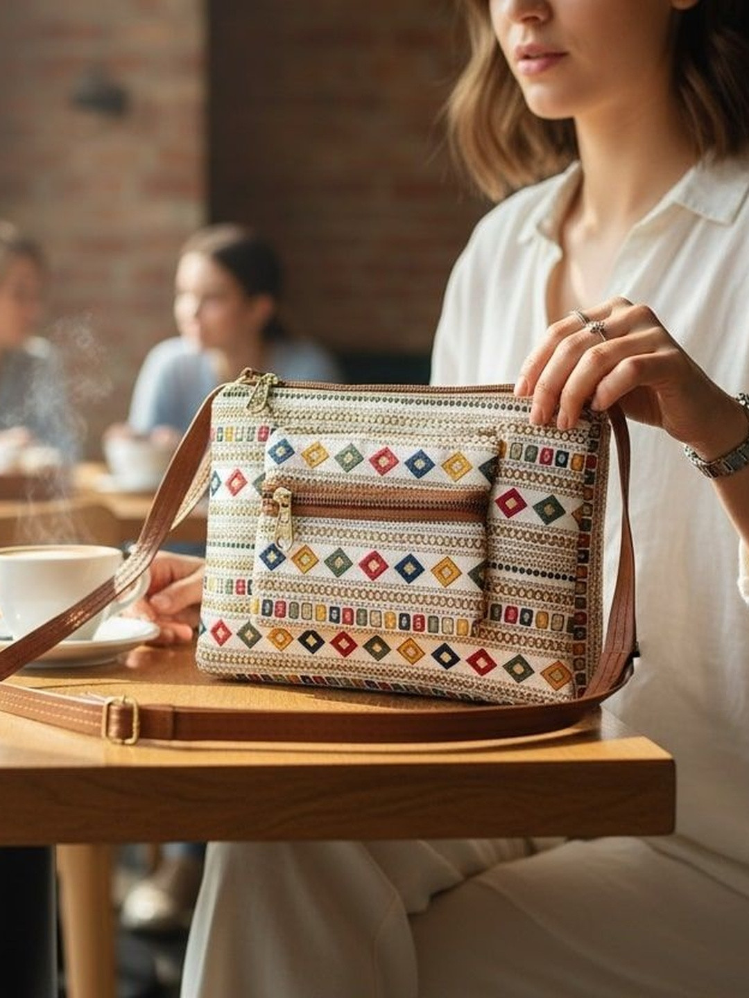 SZN Geometric Printed Sling Bag