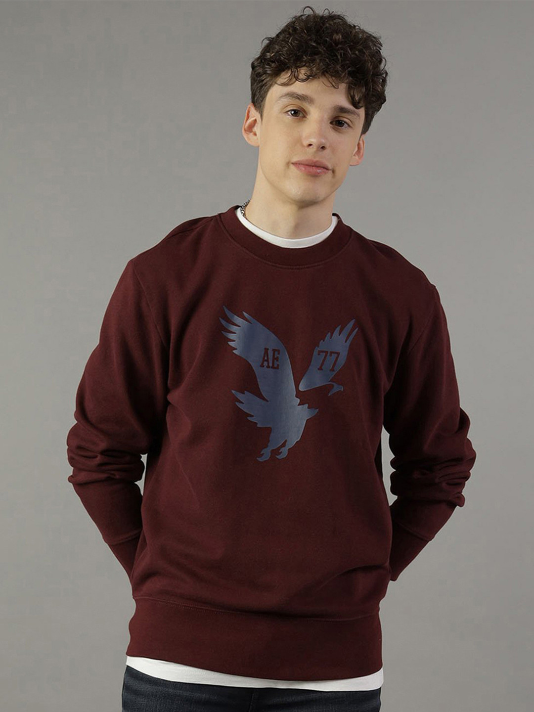 AMERICAN EAGLE OUTFITTERS Men Brand Logo Printed Pullover Sweatshirt