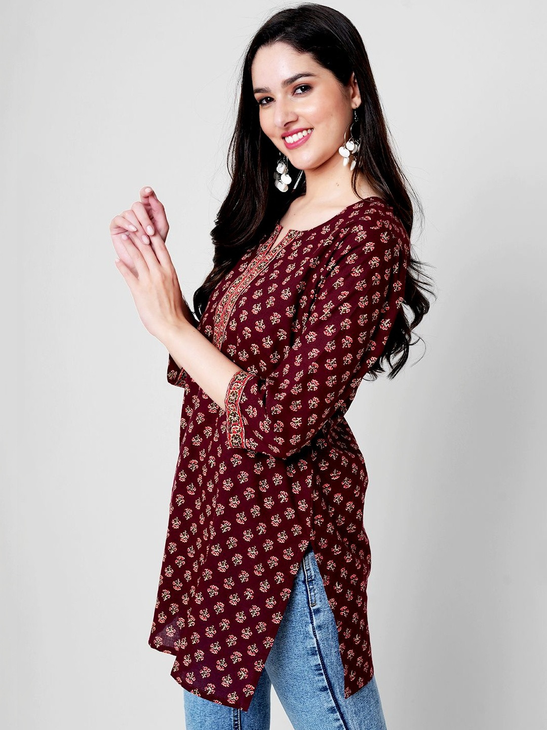 Varun Handicraft Print Ethnic Cotton Top