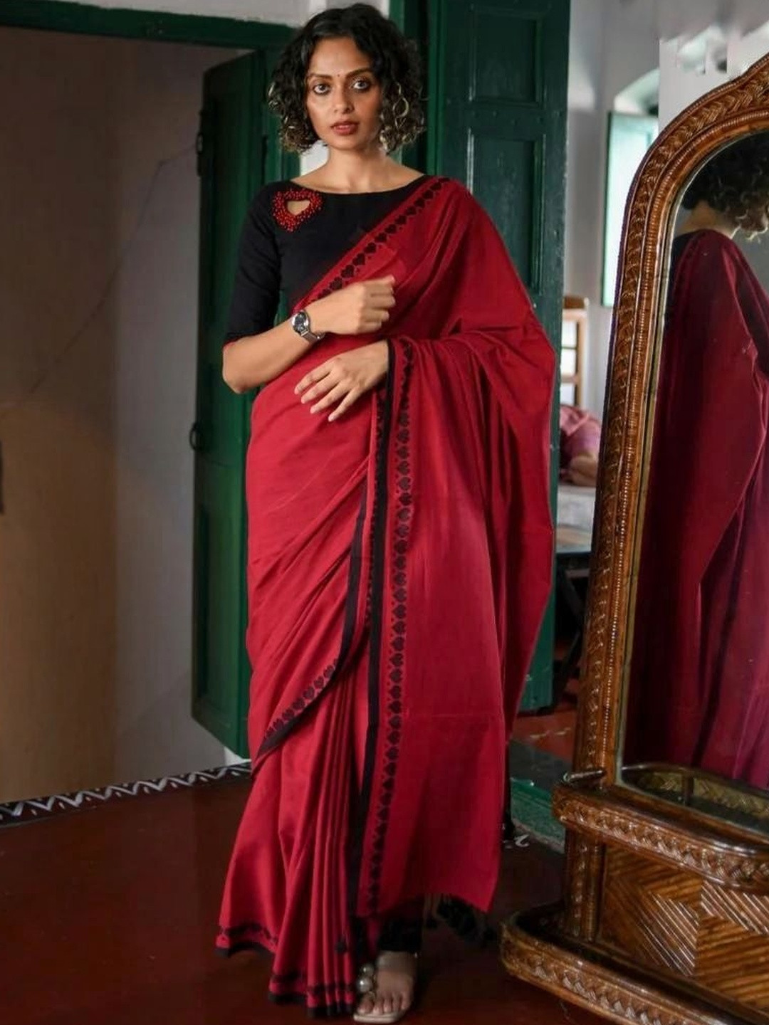 SHYAMALI BOUTIQUE Embellished Khadi Saree