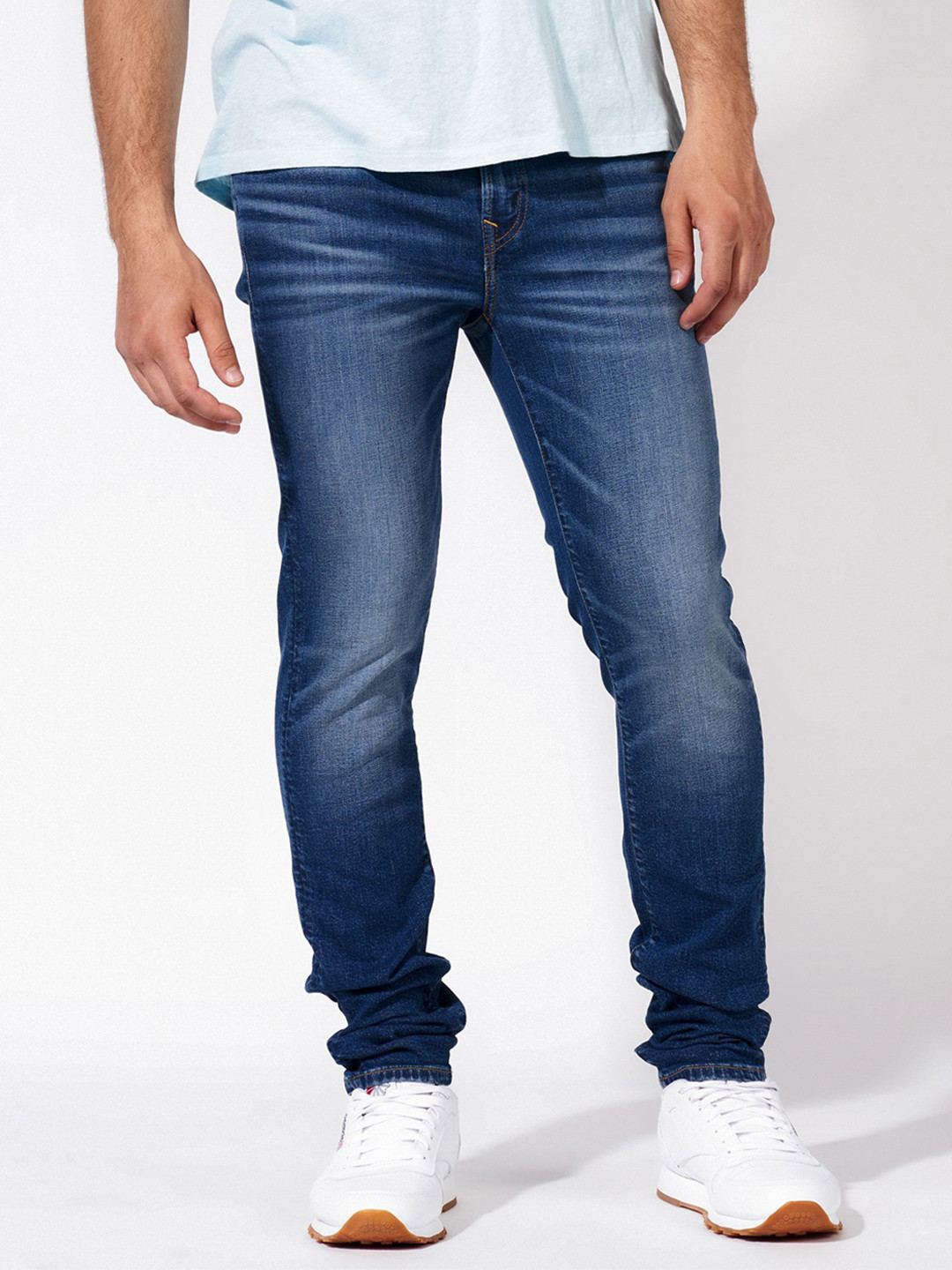 AMERICAN EAGLE OUTFITTERS Men Blue Skinny Fit Heavy Fade Jeans