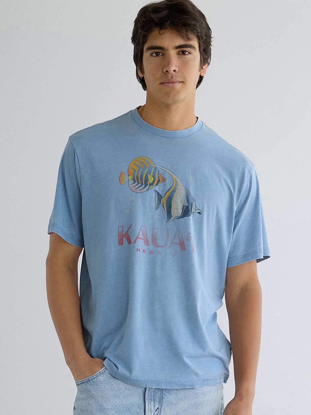 AMERICAN EAGLE OUTFITTERS Men Printed Round Neck Cotton Tshirt