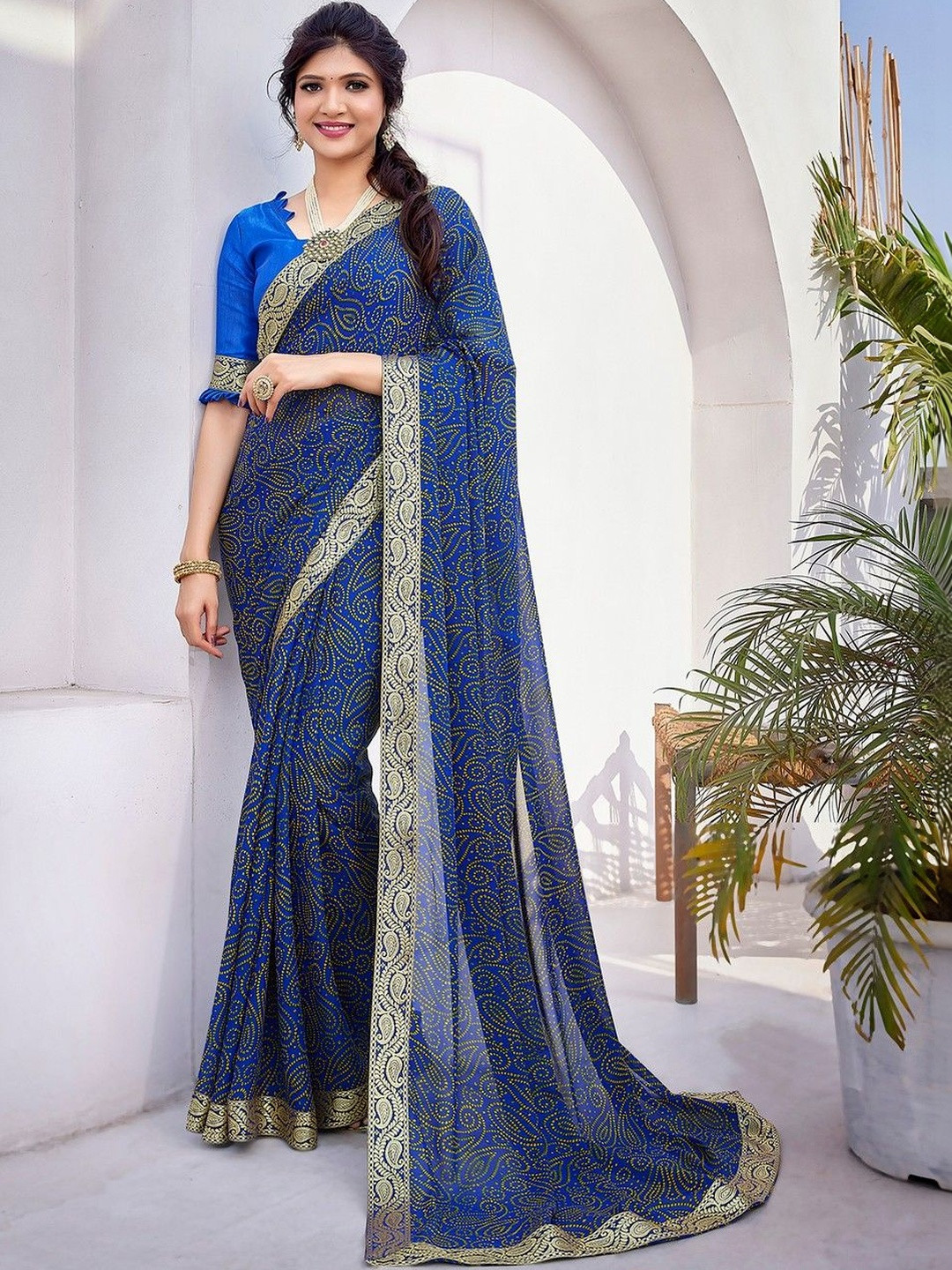 JANOI Paisley Poly Georgette Saree