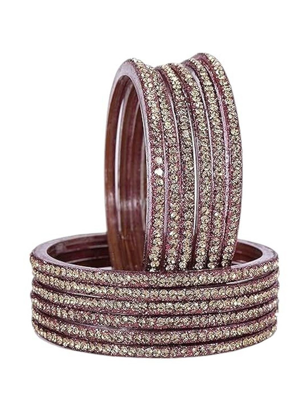 BEG FASHION Set Of 12 Zirconia Gemstone -Studded Bangles