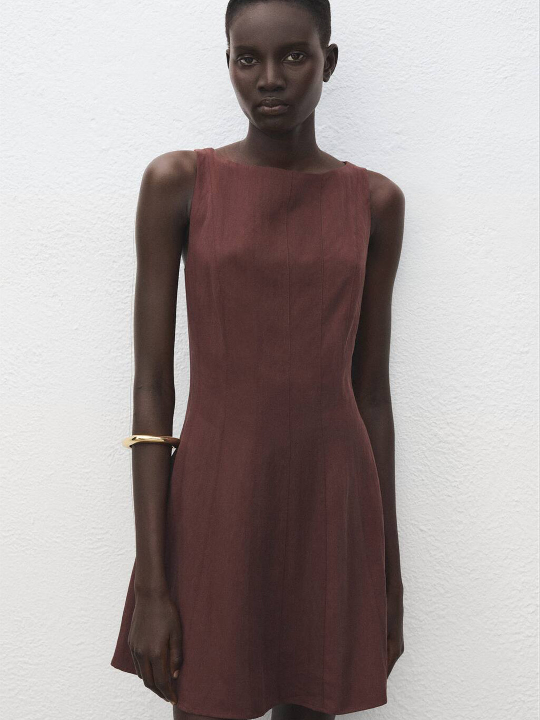 MANGO A-Line Mini Dress with Paneled Detail