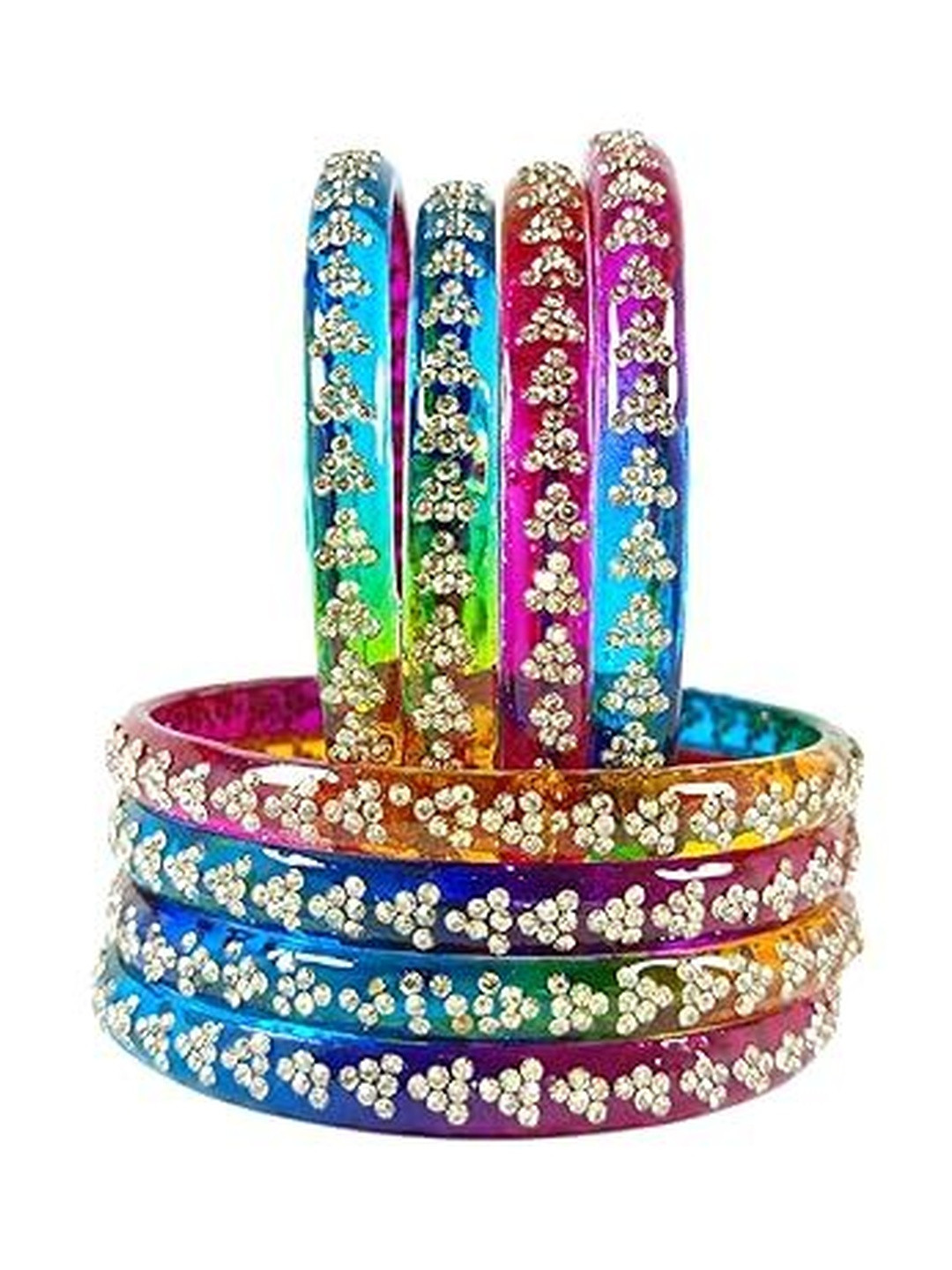 BEG FASHION Set Of 2 Zirconia Stone-Studded Kashmiri Bangless